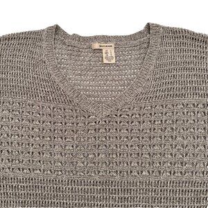 DKNY‎ Jeans Knit V Neck Cozy 59 % cotton Woman’s Sweater Large Tan cozy Y2K